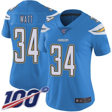 Los Angeles Chargers NFL Football Derek Watt Electric Blue Jersey Women Limited #34 Alternate 100th Season Vapor Untouchable